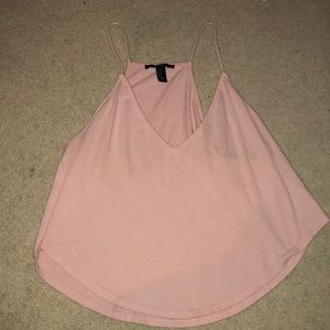 Forever 21 pink v-neck flowy cropped tank